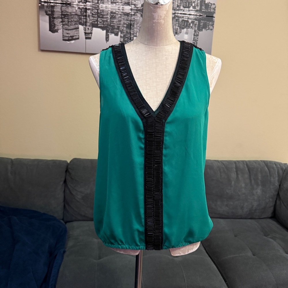 NWT bebe Green Beaded Top